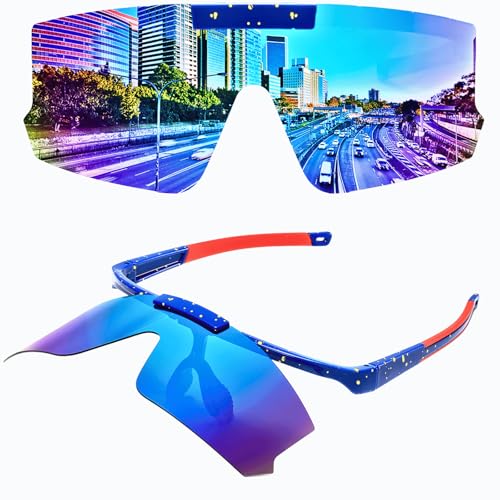 Cleoxyge Lunettes de Vélo Polarisées Hommes/Dames - Lunettes de Soleil Légères à Flip Up Avec Protection UV400 Pour, Cyclisme (VTT, route) et Pêche (V003...