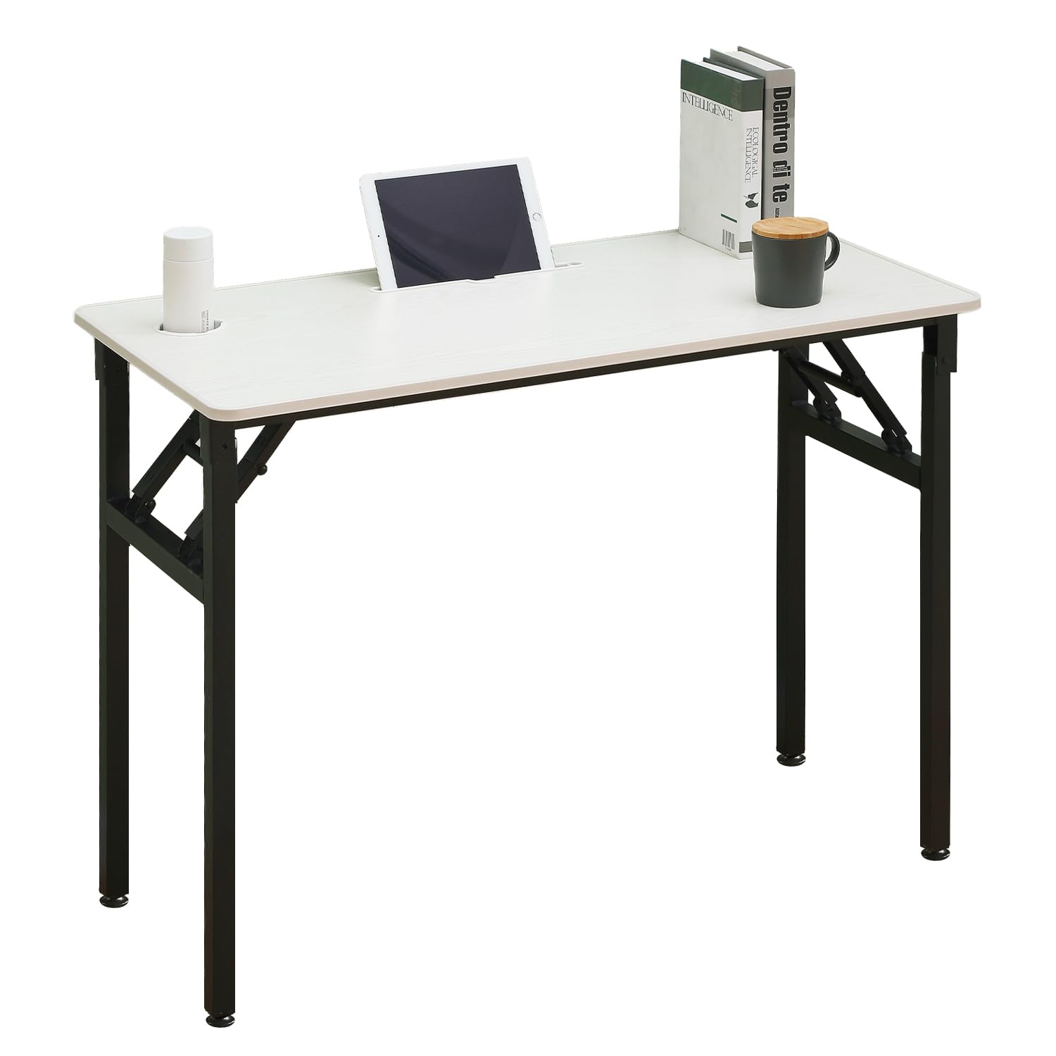 KAIHAOWIN 40 Inch Folding Computer Desk Study Writing Table Foldable Modern Simple Style Home Office Desk for Small Spaces