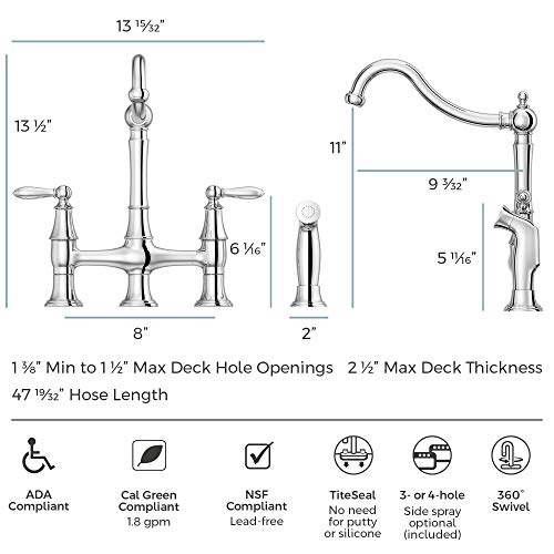 Pfister-Courant-Kitchen-Faucet-with-Side-Sprayer-2-Handle-High-Arc-Polished-Chrome-Finish-F0314COC Pfister Courant Kitchen Faucet with Side Sprayer 2 Handle High Arc Polished Chrome Finish F0314COC
