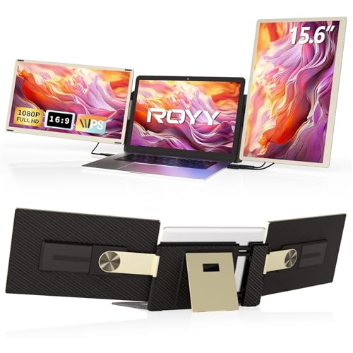Image of ROYY Laptop Screen Extender Double Monitor - 15.6 inch Detachable Portable Computer Monitor, FHD 1080P IPS 235 Degrees Rotation Extra Screen Compatible with Mac Wins Dex Chrome Fits 13-17 inch Laptop
