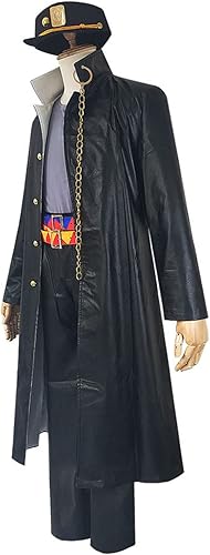 Miniatura 4 de Weixu Disfraz de cosplay negro de piel sintética larga traje con sombrero para hombres mujeres Halloween