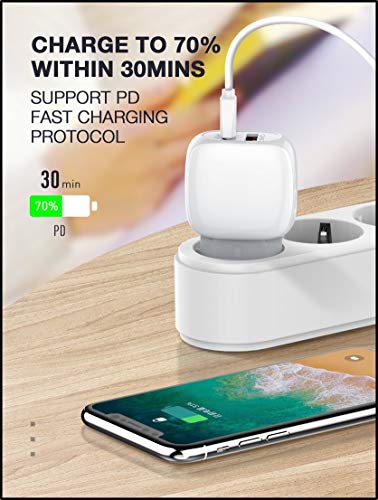 Image of (Tessco BC-202) 20W Dual USB Charger /Adapter (PD + QC3.0 Port) with Qualcomm Quick Charge 3.0 Technology | Android USB Cable Included - White