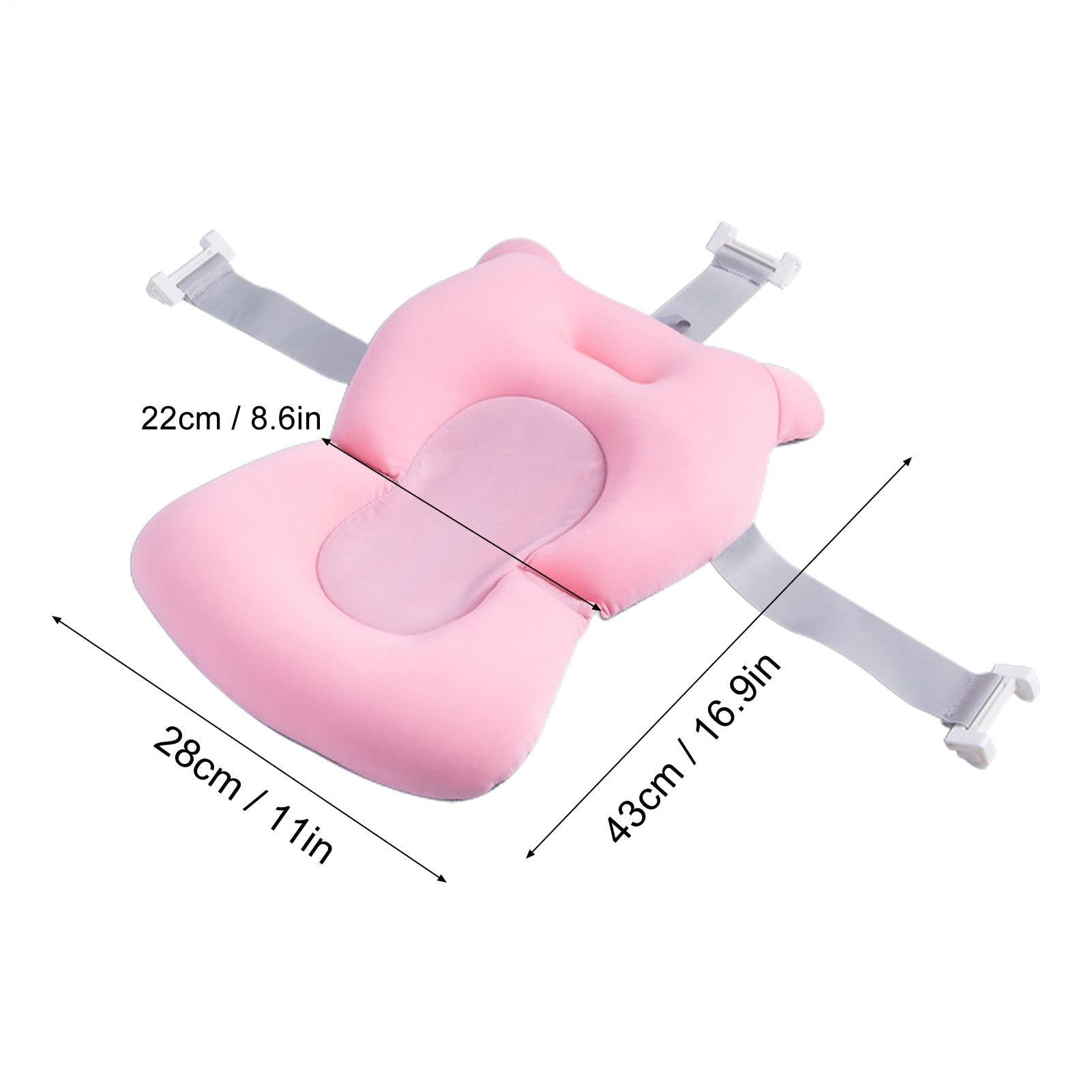 Cojín De Baño Para Recién Nacido, Alfombrilla De Baños Acolchada Antideslizante, Almohada Con Soporte Adaptable Con Hebillas Y 3 Cinturones De Seguridad, Articulo Para Baño Del Bebé En Hogar — view 4
