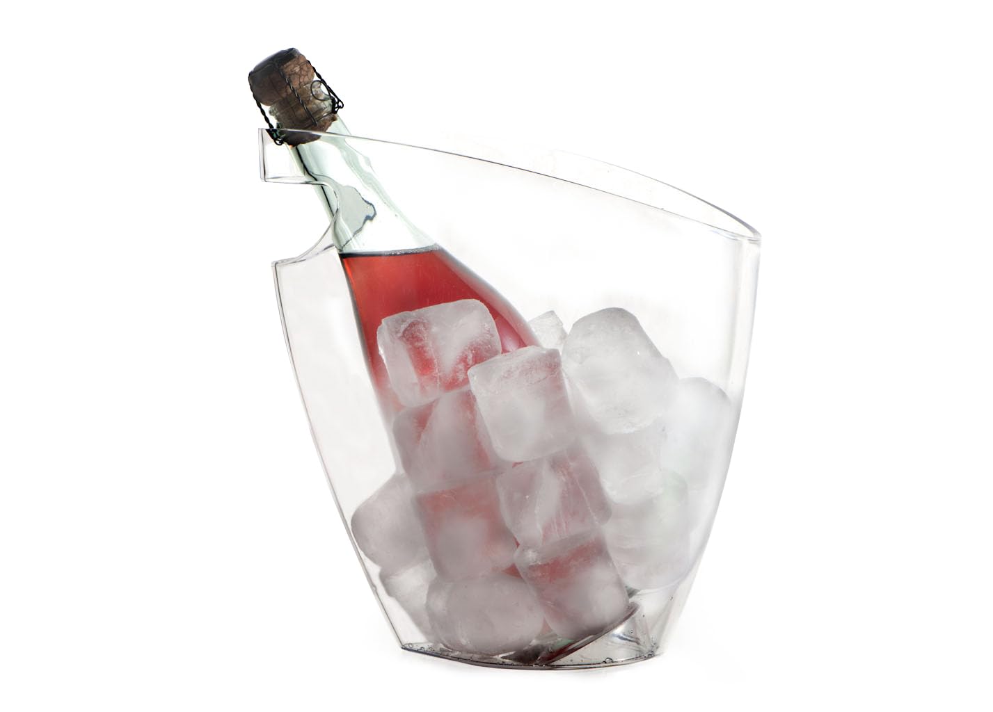 Cubitera para botellas de vino Koala Nature 3,5 L – Champanera acrílica para 2 botellas de vino, cava o champagne – Enfriador rápido, ligero, apilable y reutilizable, con asas, transparente