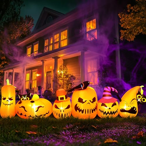 2,4 m langer Halloween-Dekorationen für den Außenbereich – langer aufblasbarer Halloween-Kürbis mit eingebauten LED-Lichtern, aufblasbarer Kürbis für Halloween-Party, Innen- und Außenbereich, Hof 2,4 m langer Halloween-Dekorationen für den Außenbereich – langer aufblasbarer Halloween-Kürbis mit eingebauten LED-Lichtern, aufblasbarer Kürbis für Halloween-Party, Innen- und Außenbereich, Hof