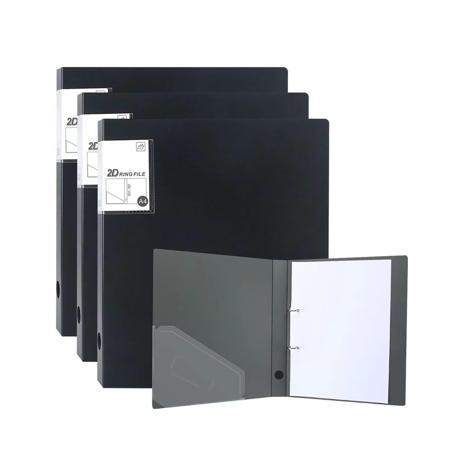 Ring Binder A4,4 Pack A4 Ring Binders 2 Ring,2D-Rings, 35 mm Spine,Black