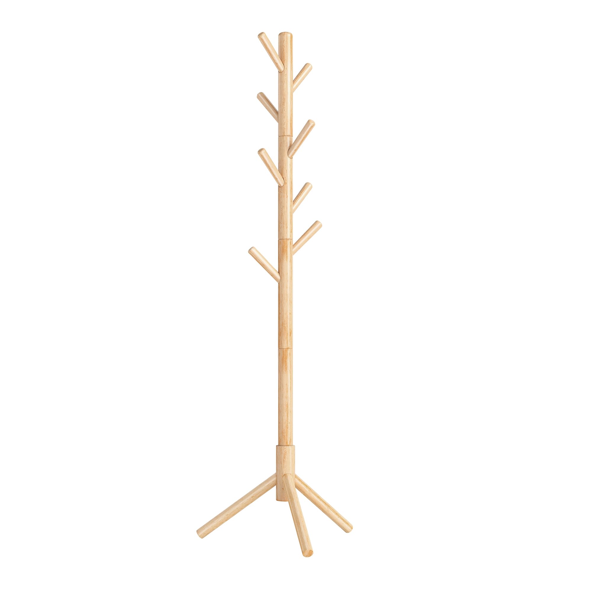 VASAGLE Solid Wood Coat Rack: 8 Hooks, 3 Heights