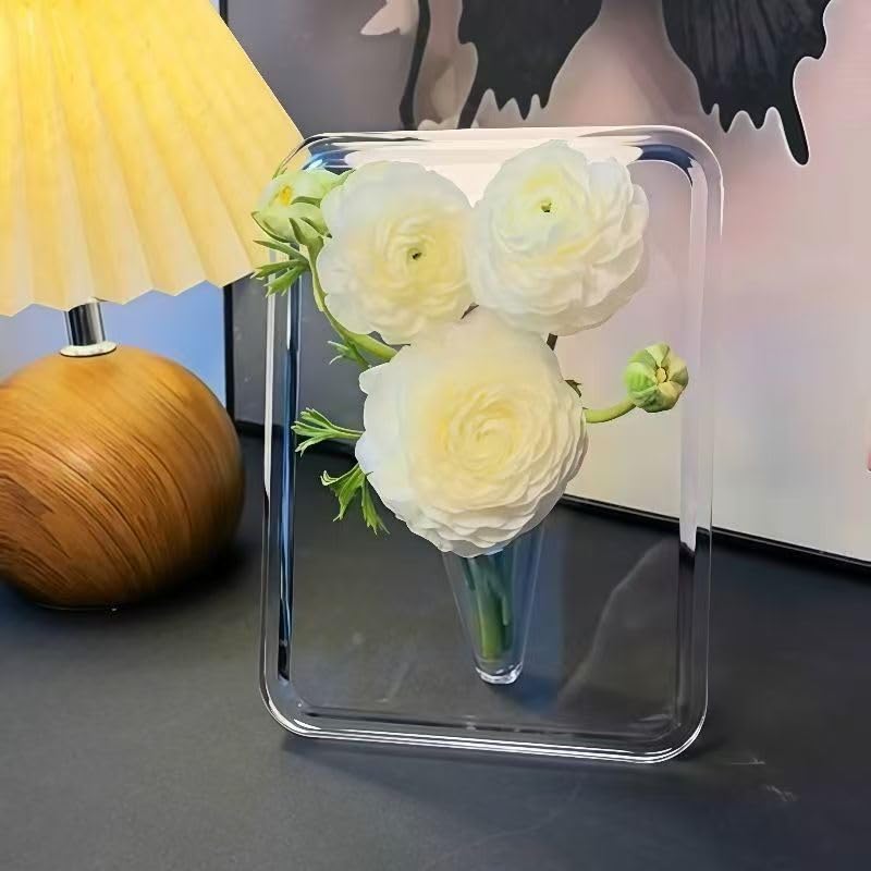 Amazon.co.jp: アクリル製スクエア花瓶, 高さ20cm x 幅15cm, 透明