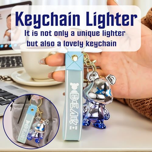 Encendedor llavero animal bonito ajustable recargable miniatura 3
