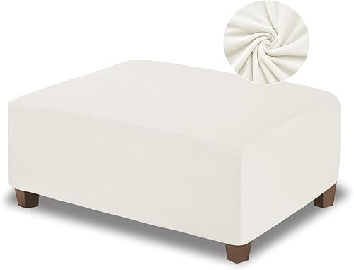 Vista 16 de NeColorLife Funda otomana cuadrada de terciopelo para otomana, funda gruesa y elástica para reposapiés (tamaño pequeño, marrón)