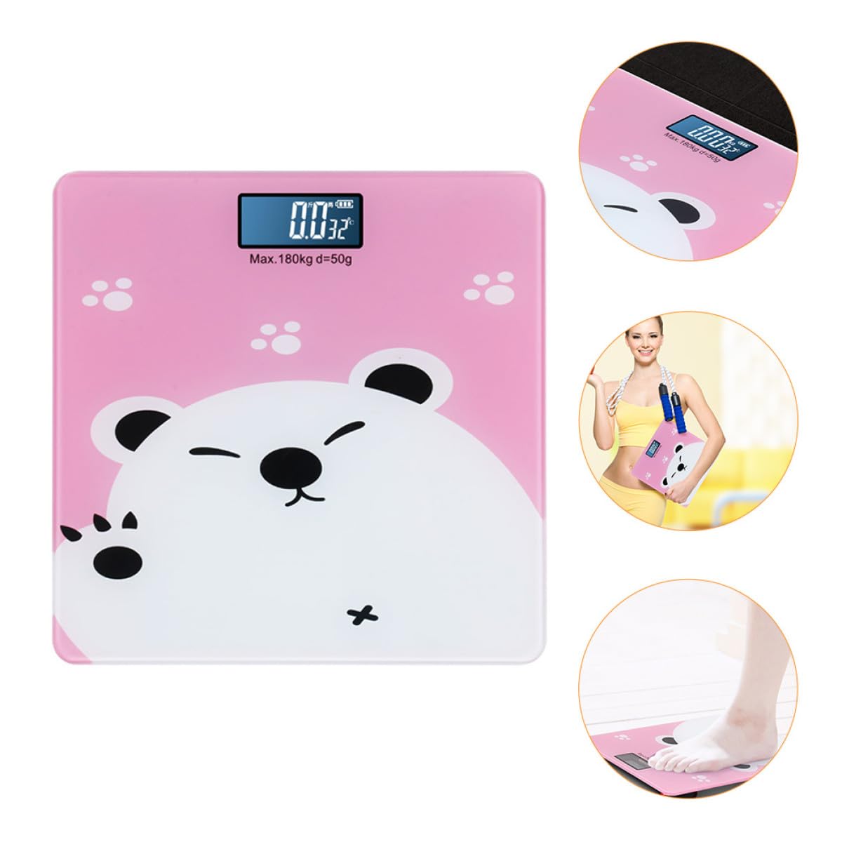 Bilancia Digitale per Ragazzo Ragazza e Animali, 180kg, Vetro Temperato
