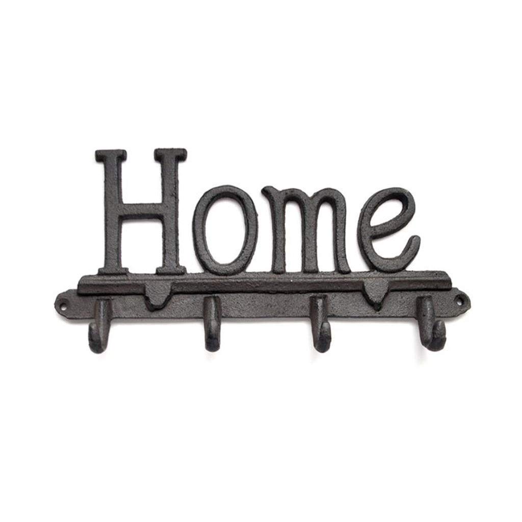 DXTFDHB Cast Iron Key Holder, Decorative Wall Mounted, Vintage Key Hanger Rack for Coats, Hats, Towels, Clothes(Home-shaped)