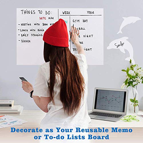 rabbitgoo Whiteboard folie zelfklevend beschrijfbaar muursticker 44,5 x 198 cm met 1 wateroplosbare markeerstift dikte… - Image 5