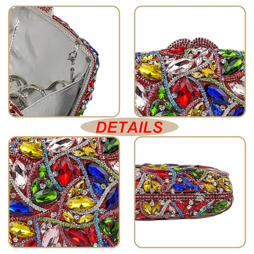Image of Colorful Crystal Clutch Box Handbag Women Sparkling Evening Bags for Wedding Party Prom Purse