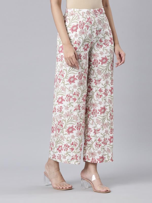 Image of GO COLORS Soft Viscose Printed Palazzo Full Length for Women| Breathable, Mid Rise