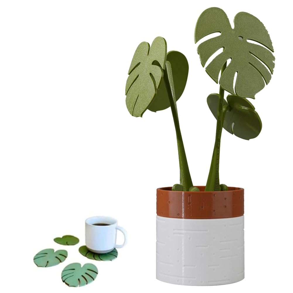 BOFRHME Monstera Plant Coasters Set 3D Printed Reusable Coaster Plant Plant Coaster Coaster for Desk Turtle Coaster Funny Coasters for Drinks