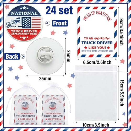 Hoteam 24 Sets National Truck Driver Appreciation Week Pins Bulk National Truck Driver Appreciation Party Favors Thank You Gift for Week Party3