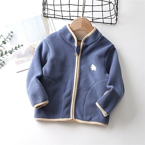 Toddler Warm Coat Autumn Winter Girl Boy Long Sleeve Simple Solid Color Children's Dress Stand Collar (Blue, 6-7 Years)3