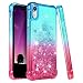 iPhone XR Case, Ruky [Gradient Quicksand Series] Glitter Bling Flowing Liquid Floating TPU Bumper Cushion Reinforced Corners Girls Women Case for iPhone XR 6.1 Inch (2018), Teal&Pink
