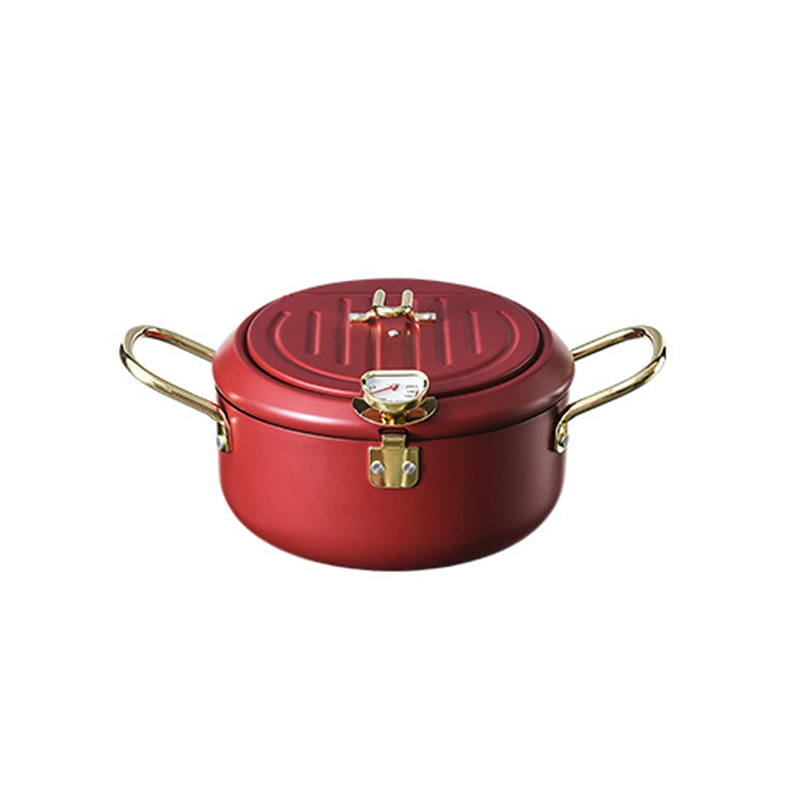 Frytownica, garnek do smażenia ze stali nierdzewnej, z termometrem i stojakiem do kapania oleju, C-19 cm