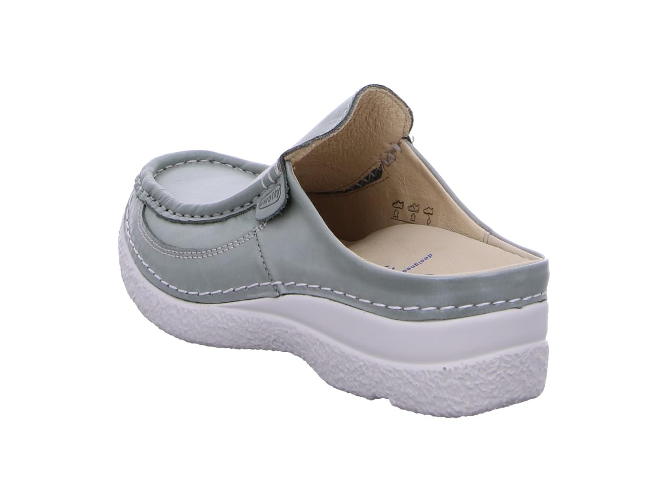 Wolky Clog Roll Slide 0620261-701, schimmerndes Glattleder, Grün, Fußbett zum Wechseln Grün