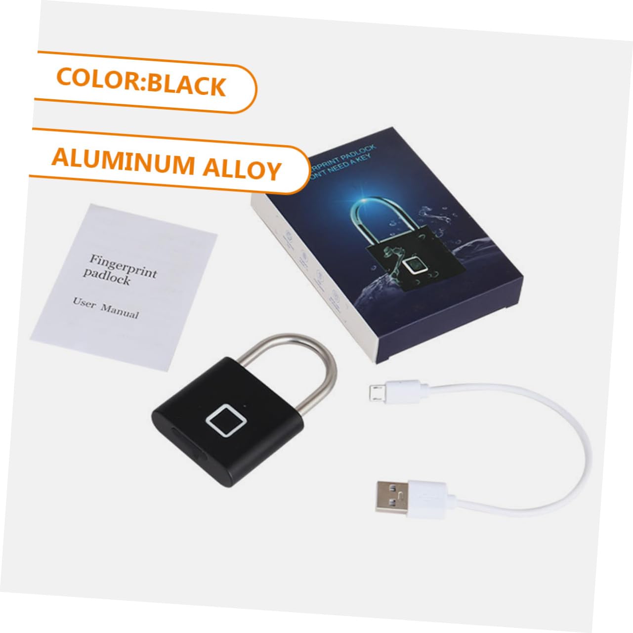 DOITOOL 4 Stück Schließfach Zubehör portable lock geldschrank tragbare Tür Vorhängeschlösser für Gepäck Outdoor-Fingerabdrucksperre Vorhängeschloss mit Fingerabdruck Aluminiumlegierung