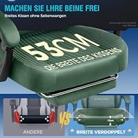 GTPLAYER Gaming Stuhl, Atmungsaktiver Bürostuhl, bürostuhl ergonomisch, Hochwertiger - Stoff, Ergonomischer PC Stuhl, 160° Verstellbare Rückenlehne und ausziehbare Fußstütze, Tragkraft 180 kg, Grün – Ansicht 3