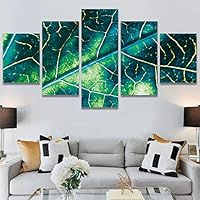 SIGNWIN 5 Panel Canvas Wall Art Modern Art Abstract Contemporary Edgy Mixed Media Multicolor Patterns for Home Decorations Ready to Hang - 60