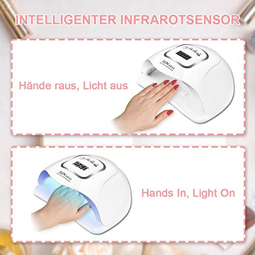 150W Nageltrockner, UV LED Nagellampe für Gelnägel, mit 10/30/60/99s Timer Einstellungen Infrarot Sensor LCD Display… – Bild 6