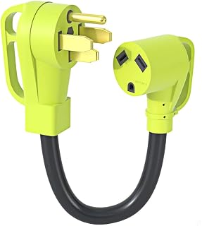 XGGYA 50 Amp to 30 Amp RV Adapter Cord,NEMA 14-50P Male to TT-30R Female Dogbone Electrical Adapter with Grip Handle 12 Inch,Heavy Duty STW 10 Guage