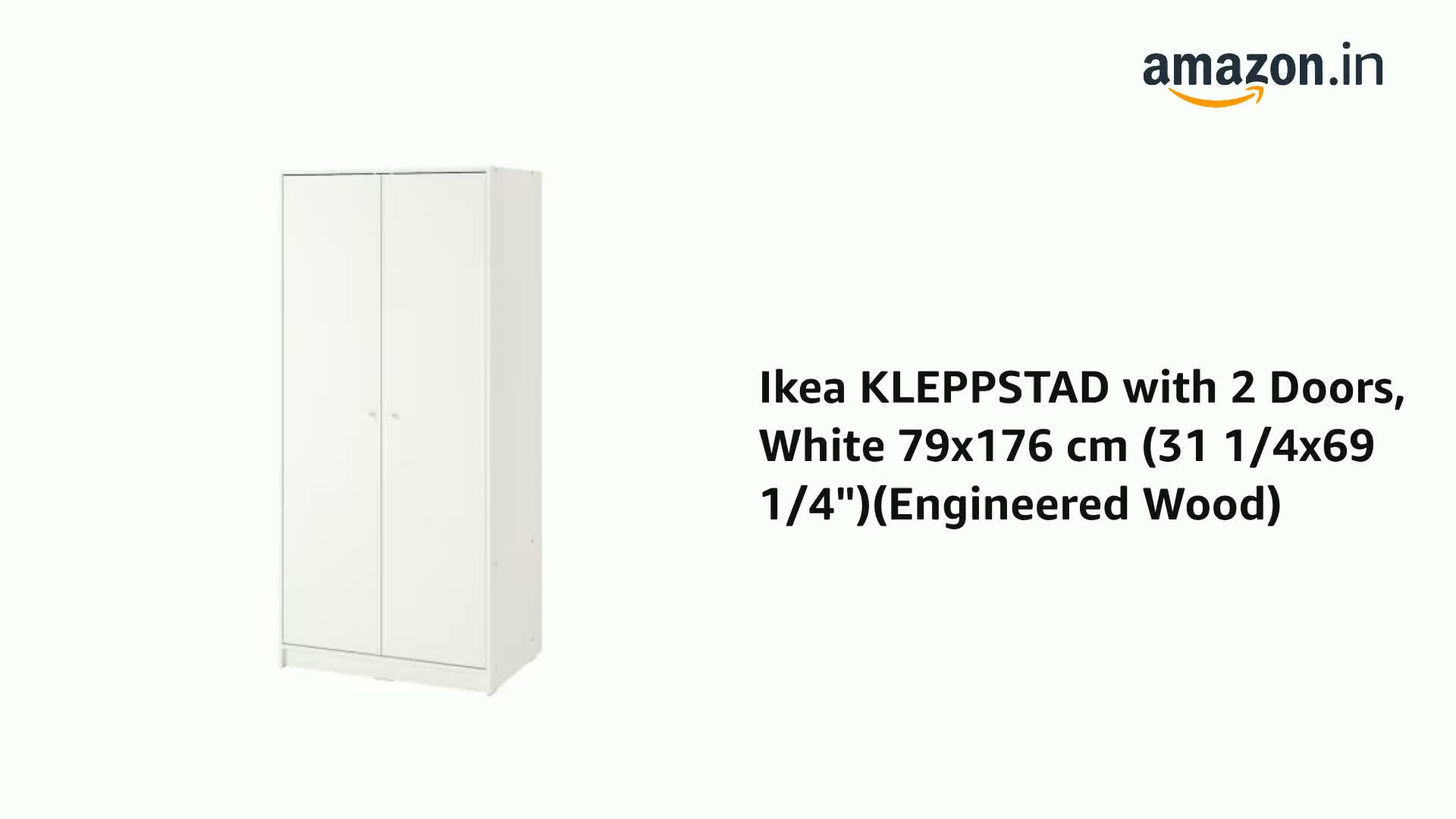 IKEA 棚 KLEPPSTAD ワードローブ ホワイト 79x176 cm Ikea KLEPPSTAD with 2 Doors, White 79x176 cm (31 1/4x69 1/4