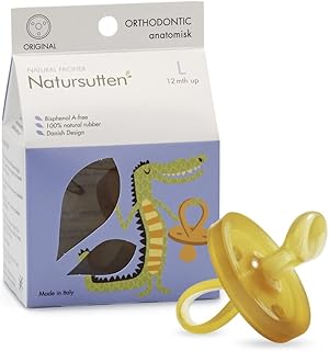 Natursutten Pacifiers 12-18 Months - 1-Pack Original Shield Orthodontic Nipple Natural Rubber Safe & Soft BPA-Free Pacifiers for Breastfeeding Babies - Newborn Pacifiers Made in Italy