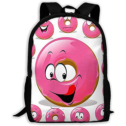 Preisvergleich Produktbild huatongxin Rucksack Donut Cartoon with Many Facial Expression Büchertasche Casual Reisetasche für Teen Boys Girls