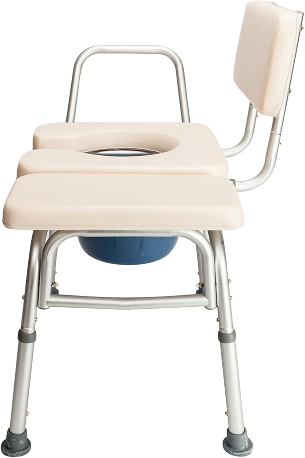 2-in-1 Transfer Bedside Commode Chair for Toilet & Bathtub, Shower Chair, Durable Aluminum, Height Adjustable Legs, Non-Slip Feet, 330lbs, Creamy White