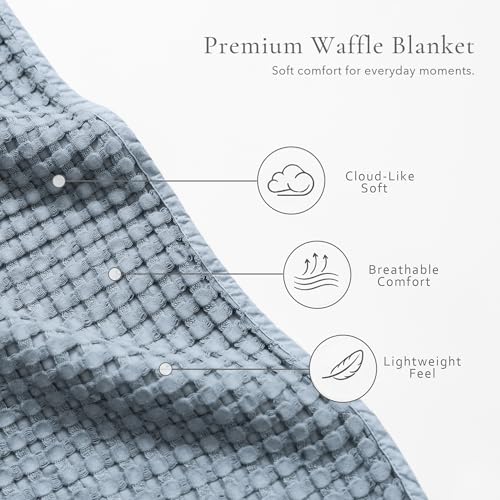 Image of Konssy Waffle Baby Blanket for Boys & Girls, Soft Newborn Swaddle Blanket | Waffle Knit, Cozy Crib Blanket Neutral for Nursery, Stroller & Toddler Bed, Machine Washable, 41 inch x 37 inch(Blue)
