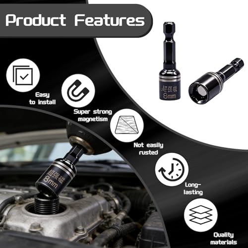 Image of RUIAN 12 Pcs Power Nut Driver Set, 5 /16 Inch (8mm) Magnetic Nutsetter, 1 /4 Inch Hex Shank Impact Ready Drill Bit Holder for Impact Drill & Electric Drill, Nut Driver Tool Set for Men