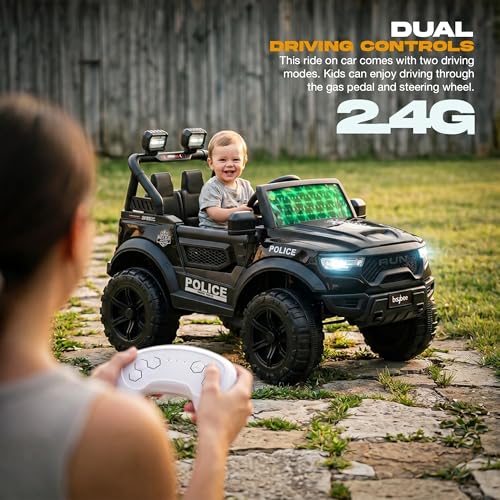 Image of Baybee TurboX Electric Car for Kids with 4x4 Motor & Parental Control | Baby Electric Rideon Cars with RGB Lights, Music & Swing Mode | Rechargeable Battery Operated Jeep for Kids 2 to 6 Years (Black)