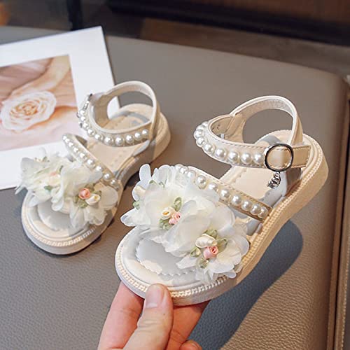 sfdgfhyf Kids Low Heel Shoes Children's Sandals Summer Children's Pearl Flower Princess Shoes Little Girls' Middle Shoes4