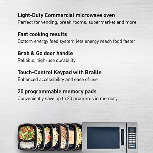 Panasonic NE-1054F Compact Light-Duty Countertop Commercial Microwave Oven with 10 Programmable Memory and Touch Screen Control, Countertop Microwave Oven, 1000W, 0.8 Cu. Ft, Stainless Steel by Panasonic - Image 2