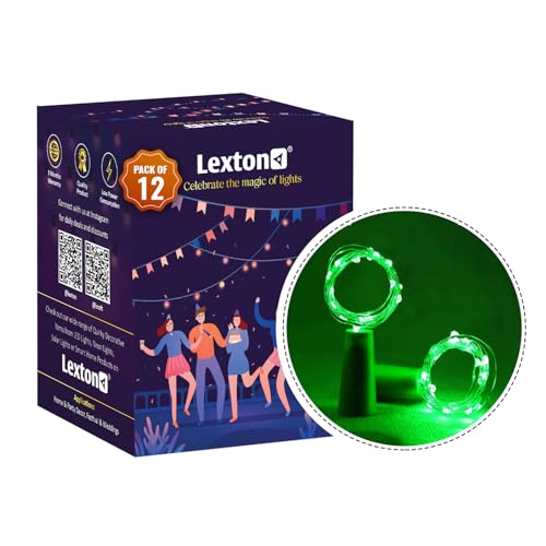 Image of Lexton Cork Light | Bottle Light | Green Copper String Light | Cork String Light | 12 Pieces | for Valentine's Day, Room decor, Birthdays, Party,Diwali