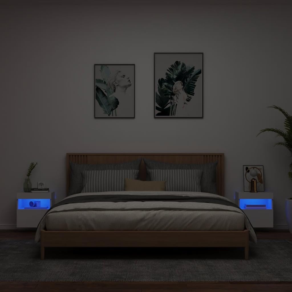 ShGaxin Meble ścienne do telewizora ze światłami 2 szt. Biały 40x30x40 cm, stół telewizyjny, szafka telewizyjna, szafka telewizyjna, stół telewizyjny, meble do salonu, stół do salonu TV - 837170