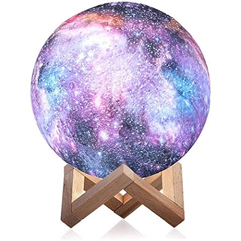 Moon Lamp, 3D LED Moon Night Light Lamp, Dimmable Touch Control Moon Light, 16 Colors LED Planet Lamp with Stand USB Rechargeable for Home Decoration and Gifts for Lover, Parents, Friends Cover