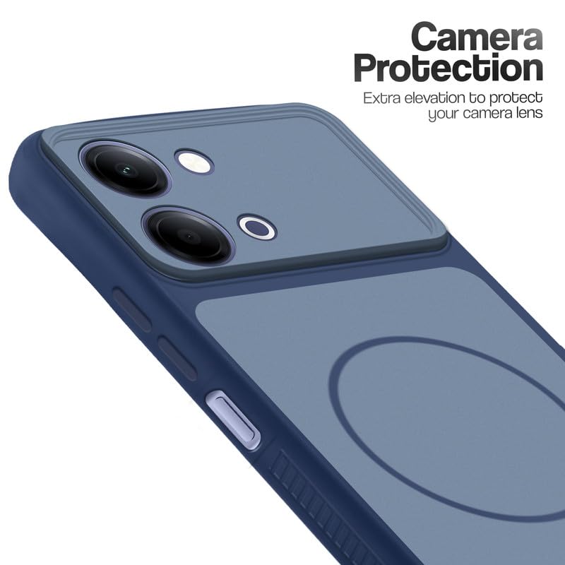 Image of Mr. Case Back Cover for Vivo Y11 5G | Ring Design Protective Case with Camera Cut Protection | Anti Slip Grip | Shockproof Mobile Cover - Blue