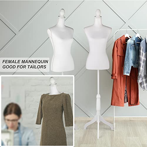 Female Mannequin Torso Dress Form Height Adjustable Pinnable Mannequin Body With Sturdy Tripod Stand For Sewing, Dressmaker, Home Decor, Jewelry & Clothing Display, White #TOP2