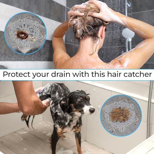 25 Packs - Disposable Shower Drain Hair Catcher 3.54 Inches Round Drain Hair Catcher Stickers for Bath & Kitchen - Hair Catcher Shower Drain Cover for Human & Pet Hair - Mesh for Bathtub & Laundry