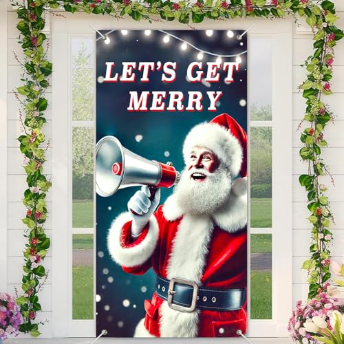 BlissYard Door Cover Santa Entry Scene 35x71 Inch Polyester