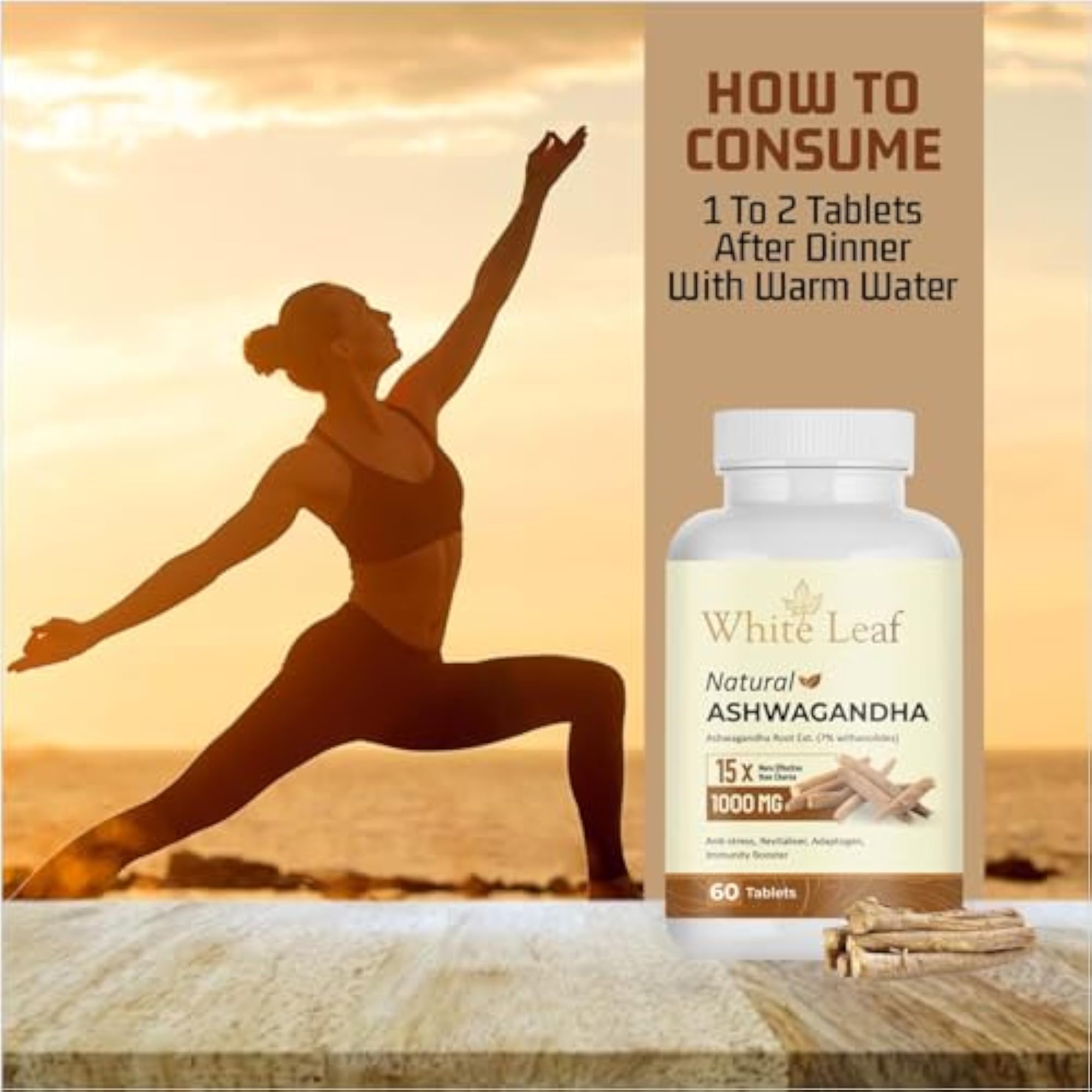 Ashwagandha Extract Tablets, 1000mg, 60 Tablets