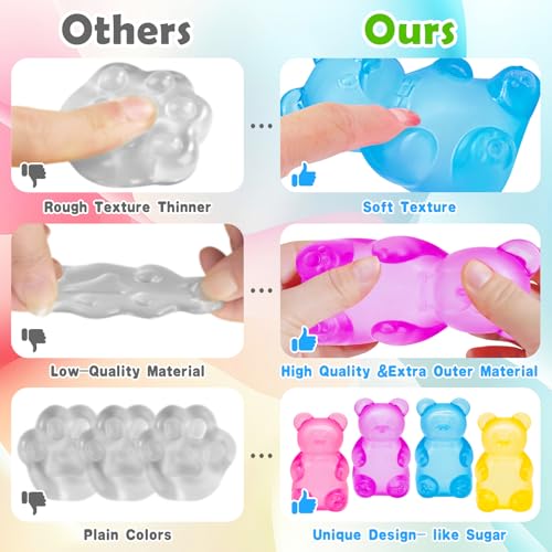Fidget Toys Squishy Gummy Bear, Stress Cube Squishies Anxiety Stress Relief, Ice Squishy Stress Cube-Drop Malt Sugar Balls, Sensory Ball for Kids with Autism - Image 6