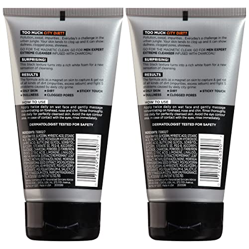 L'oreal Men Expert Hydra Energetic Facial Cleanser With Charcoal For Daily Face Washing, Mens Face Wash, Beard And Skincare For Men, 2 Ct. #TOP1