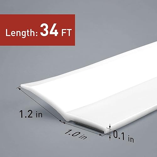 Miniatura 2 de Sello de puerta de garaje tira de sellado superior y lateral de 34 pies con adhesivo blanco con parte trasera de goma resistente a la intemperie,